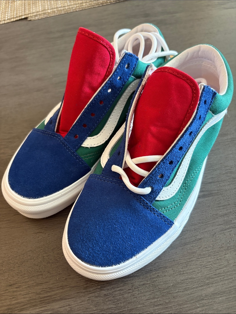 Vans Old Skool Skate Sneakers - Blue, Green & Red